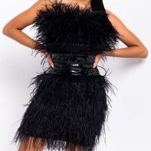 Akira Feather Black Dress